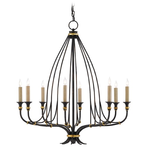 Folgate Chandelier in French Black/Gold Leaf by Currey & Company