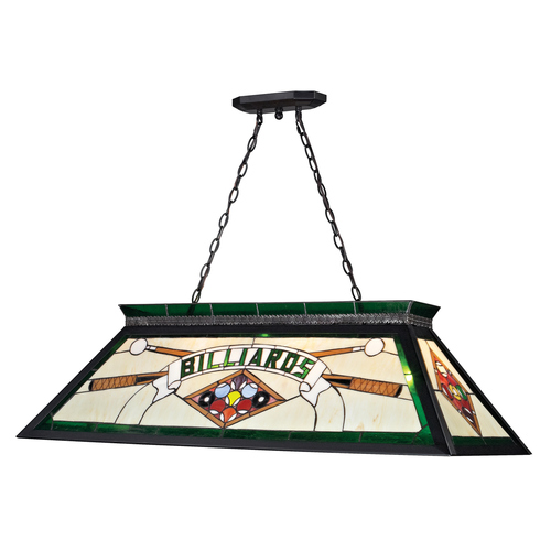 Tiffany Billiard Matte Black Billiard Light by Z-Lite