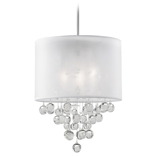 Modern Chrome Pendant with Organza White Shade by Kuzco Lighting