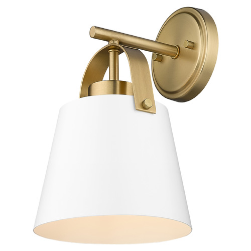 Z-Lite Z-Studio Matte White & Heritage Brass Sconce by Z-Lite 726-1S-MW+HBR