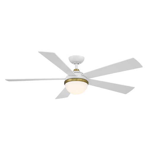 WAC Lighting Eclipse 54-Inch LED Fan in Soft Brass & Matte White by WAC Lighting F-053L-SB&MW