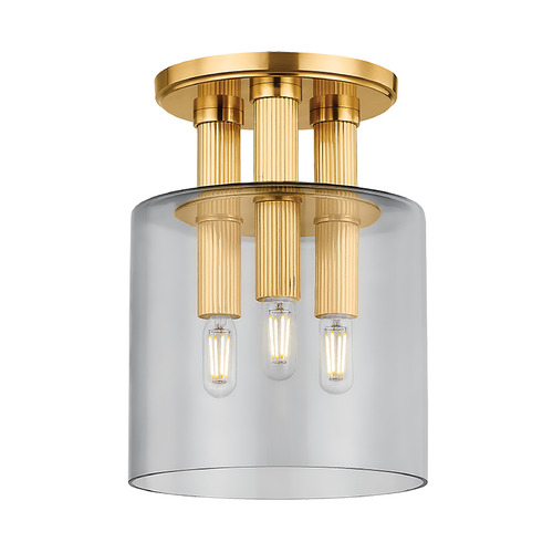 Hudson Valley Lighting Crystler Aged Brass LED Semi-Flushmount Light