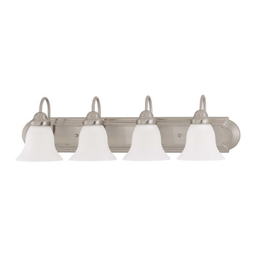 Nuvo Lighting Bathroom Light with White Glass in Brushed Nickel Finish 60/3281