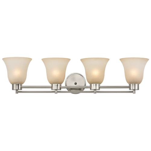 Design Classics Lighting Modern Bathroom Light with Brown Art Glass in Satin Nickel Finish 704-09 GL9222-CAR