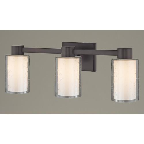 3-Light Seeded Frosted Glass Bathroom Light Bronze
