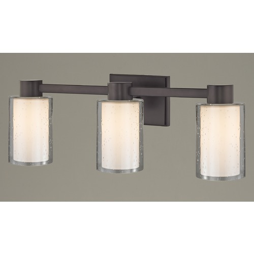 Design Classics Lighting 3-Light Seeded Frosted Glass Bathroom Light Bronze 2103-220 GL1061 GL1041C