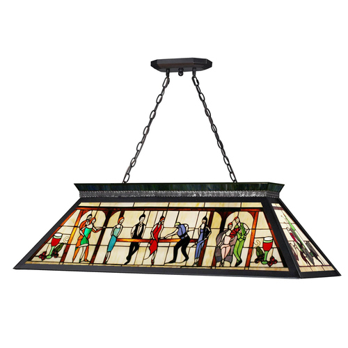 Tiffany Billiard Matte Black Billiard Light by Z-Lite