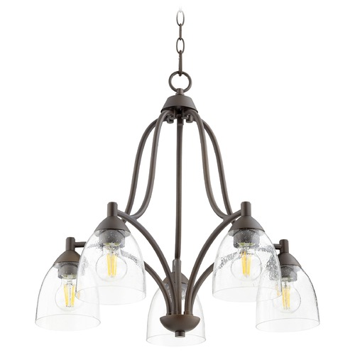 Quorum Lighting Barkley 24-Inch Downlight Chandelier in Oiled Bronze with Seeded Glass by Quorum Lighting 6369-5-286