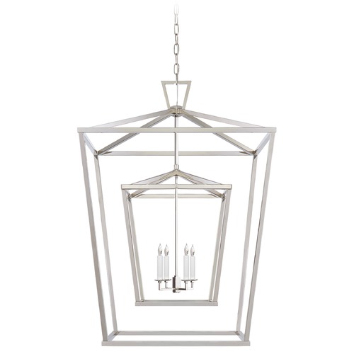 Visual Comfort Signature Collection E.F. Chapman Darlana X-L Double Cage Light in Nickel by Visual Comfort Signature CHC2199PN