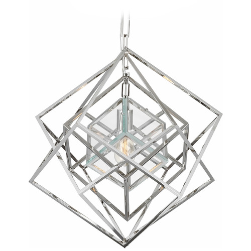 Visual Comfort Signature Collection Kelly Wearstler Cubist Small Chandelier in Nickel by VC Signature KW5020PNCG