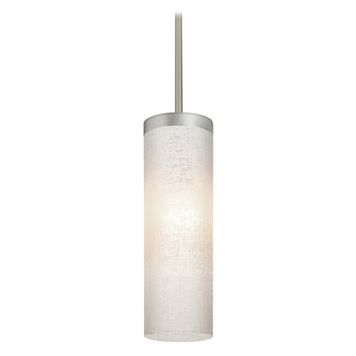 Besa Lighting Besa Lighting Friz Satin Nickel LED Mini-Pendant Light with Cylindrical Shade 1TT-FRIZLN-LED-SN