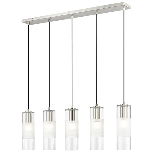 Z-Lite Z-Lite Alton Brushed Nickel Multi-Light Pendant with Cylindrical Shade 824P-5L-BN