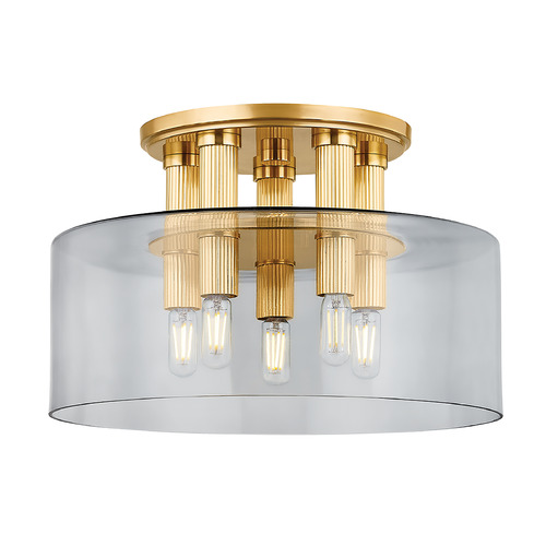 Hudson Valley Lighting Crystler Aged Brass LED Semi-Flushmount Light