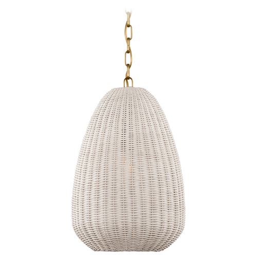 Kokomo Antique Brass Chalk Wicker Pendant