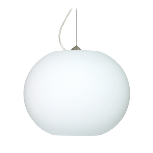 Besa Lighting Modern Pendant Light White Glass Satin Nickel by Besa Lighting 1KX-477507-SN