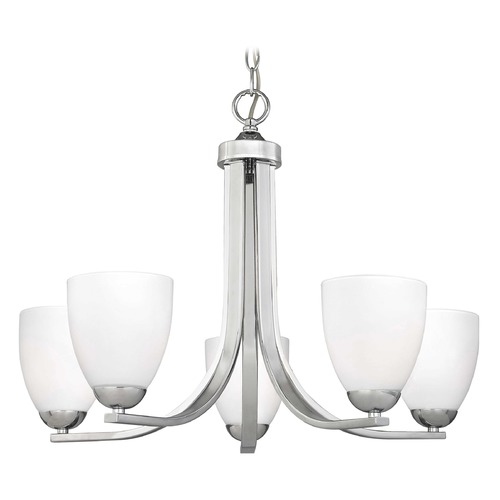 Design Classics Lighting Modern Chrome Chandelier with Opal White Modern Bell Glass 584-26 GL1024MB