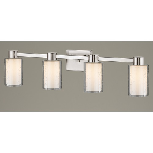 Design Classics Lighting 4-Light Seeded Frosted Glass Bathroom Light Satin Nickel 2104-09 GL1061 GL1041C