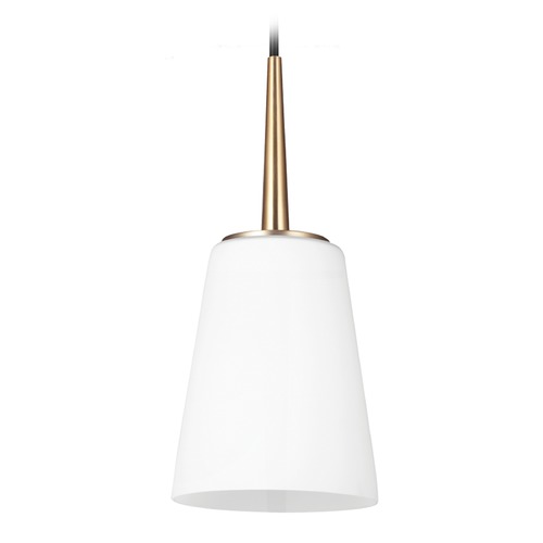 Driscoll 5.25-Inch Mini Pendant in Satin Brass by Generation Lighting