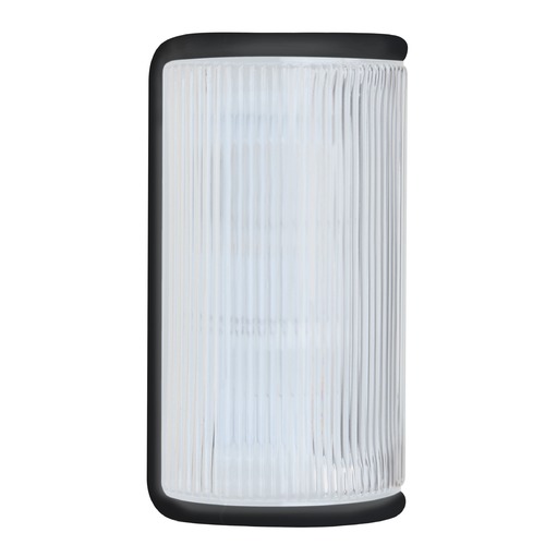 Frosted Ribbed Glass Outdoor Wall Light Black Costaluz by Besa