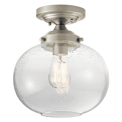 Kichler Lighting Seeded Glass Semi-Flushmount Light Brushed Nickel Kichler Lighting 42296NI