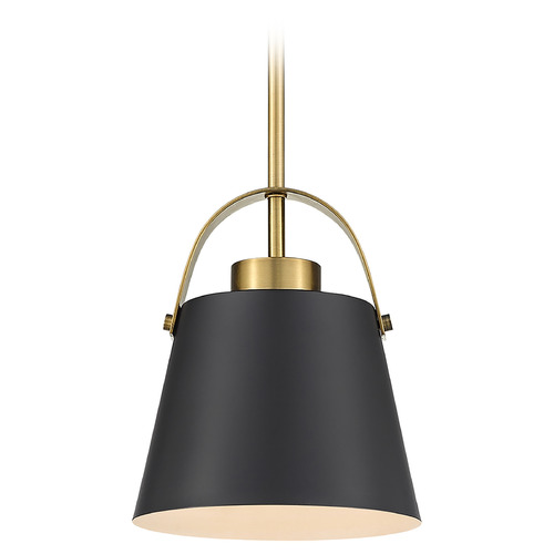 Z-Lite Z-Studio Matte Black & Heritage Brass Mini Pendant by Z-Lite 726MP-MB+HBR