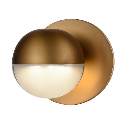 Kuzco Lighting Modern Vintage Brass LED Sconce with Frosted Shade 3000K 360LM WS47305-VB
