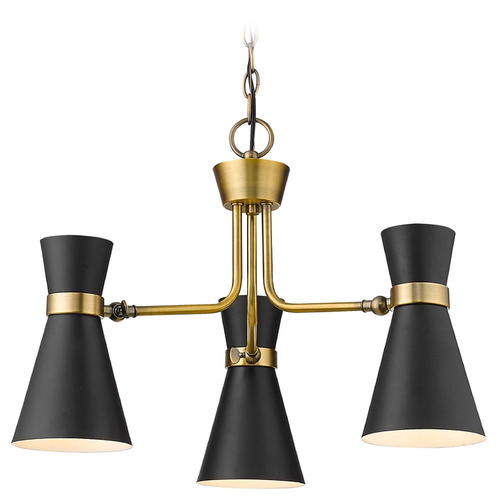 Z-Lite Soriano Matte Black & Heritage Brass Chandelier by Z-Lite 728-3MB-HBR