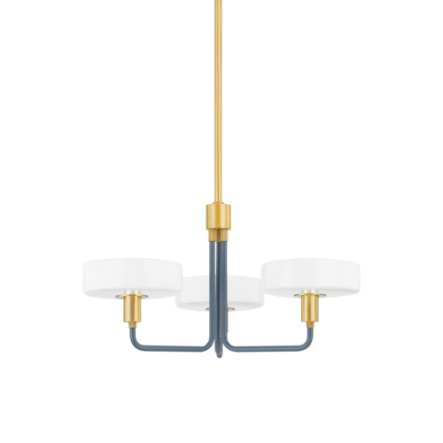 Aston Chandelier in Aged Brass & Slate Blue by Mitzi by Hudson Valley
