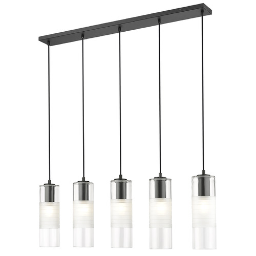 Z-Lite Alton Matte Black Multi-Light Pendant with Cylindrical Shade