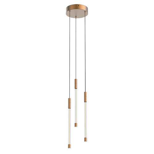 Kuzco Lighting Motif Brushed Gold LED Multi-Light Pendant with Cylindrical Shade