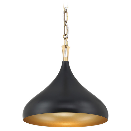 Minka Lavery Cedar Lane Dark Matte Black & Legacy Brass Pendant Light with Bowl / Dome Shade
