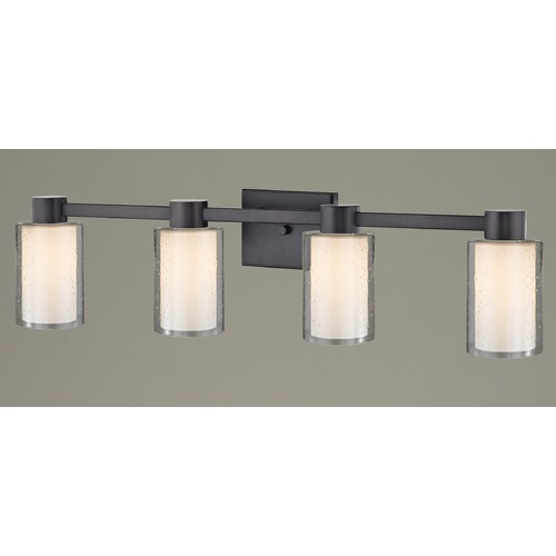 4-Light Seeded Frosted Glass Bathroom Light Bronze