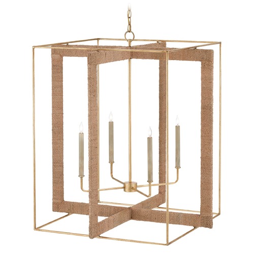 Currey and Company Lighting Currey and Company Purebred Gold Leaf / Natural Abaca Rope Pendant Light 9000-0217