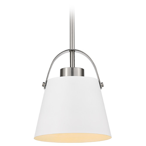 Z-Lite Z-Studio Matte White & Brushed Nickel Mini Pendant by Z-Lite 726MP-MW+BN