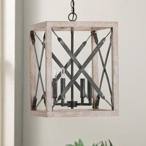 Remi 15-Inch Wide Pendant in White Wash & Iron by Capital Lighting