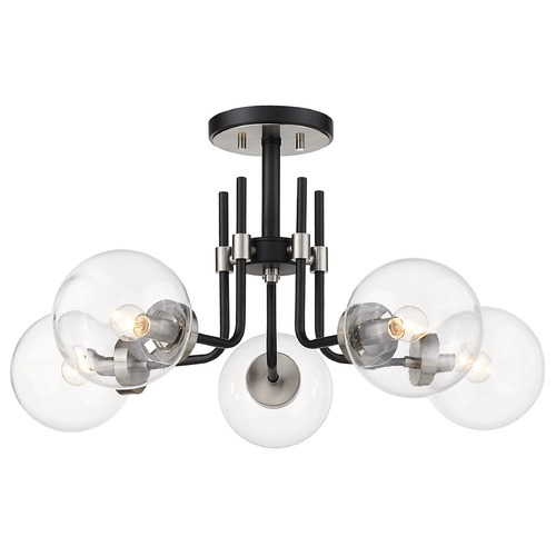 Z-Lite Parsons Matte Black & Brushed Nickel Semi-Flush Mount by Z-Lite 477-5SF-MB-BN