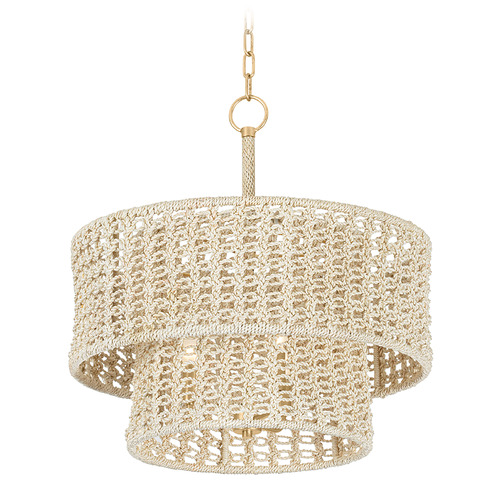 Hudson Valley Lighting Yorkhill Vintage Gold Leaf LED Pendant Light with Drum Shade