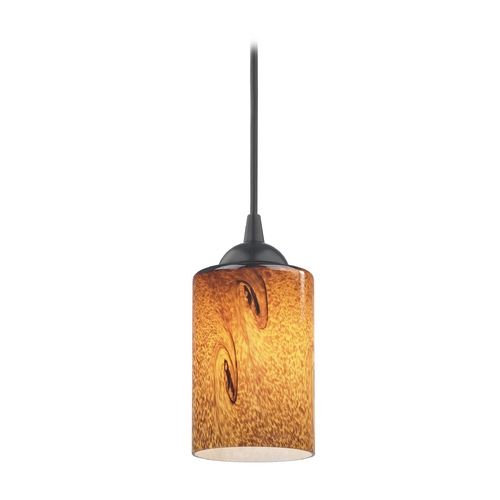 Modern Mini-Pendant Light with Brown Art Glass