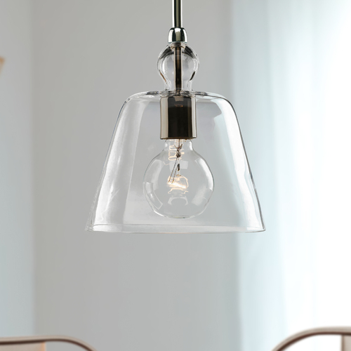 Progress Lighting Clear Glass Pendant in Polished Nickel by Progress Lighting P5184-104