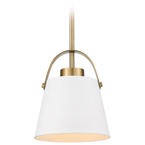 Z-Lite Z-Studio Matte White & Heritage Brass Mini Pendant by Z-Lite 726MP-MW+HBR