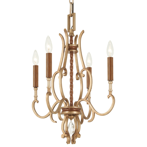 Magnolia Manor 4-Lt Chandelier in Pale Gold & Bronze by Metropolitan