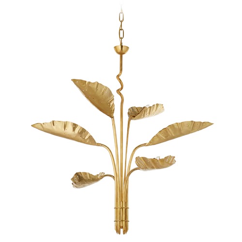 Visual Comfort Signature Collection Julie Neill Dumaine Pierced Leaf Chandelier in Brass by Visual Comfort Signature JN5517AB