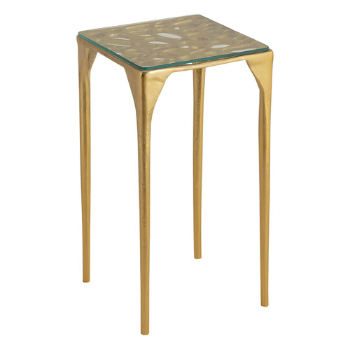 Currey and Company Marjorie Skouras Honeycomb Gold & Clear Coffee & End Table