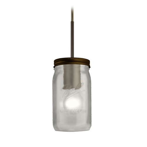 Canning Jar Light Mini-Pendant Frosted Glass Bronze