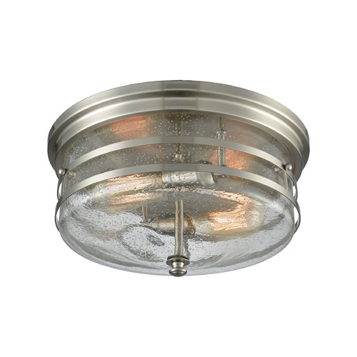 Elk Lighting Seeded Glass Flushmount Light Satin Nickel Elk Lighting 11335/2