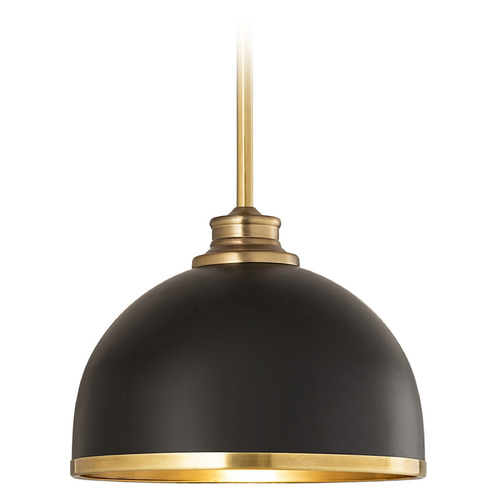 Landry Matte Black & Rubbed Brass Mini Pendant by Z-Lite
