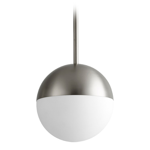 Mondo 10-Inch LED Globe Pendant in Satin Nickel by Oxygen Lighting