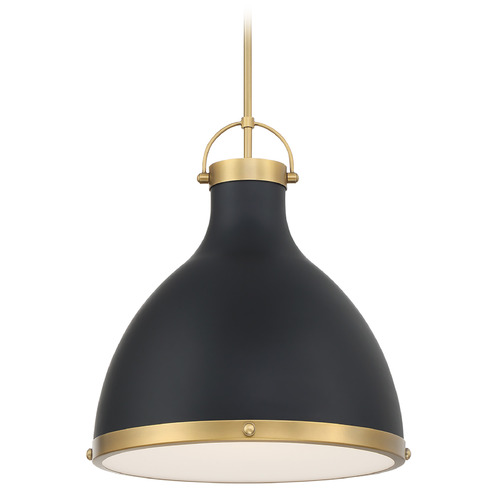 Minka Lavery Minka Lavery Lynk Dark Matte Black & Legacy Brass Pendant Light with Bowl / Dome Shade 3932-876