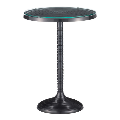 Currey and Company Erno Black Nickel & Clear Accent Table