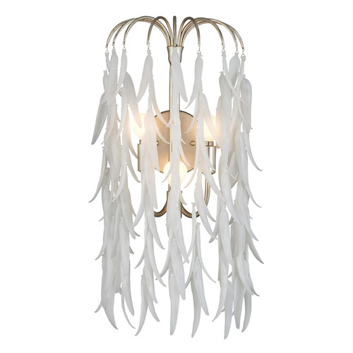 Currey and Company Glen Arbor White / Contemporary Silver Leaf / Silver Sconce